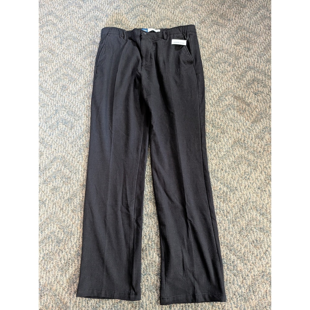 Old Navy Mens Straight Built-In Flex Pants Black Herringbone 515036 L Tall NWT